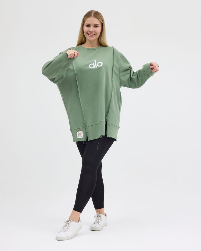See More Green Oversized Fit Sweatshirt With Round Neck Wholesale Clothing 1