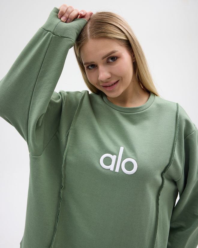 See More Green Oversized Fit Sweatshirt With Round Neck Wholesale Clothing Sport