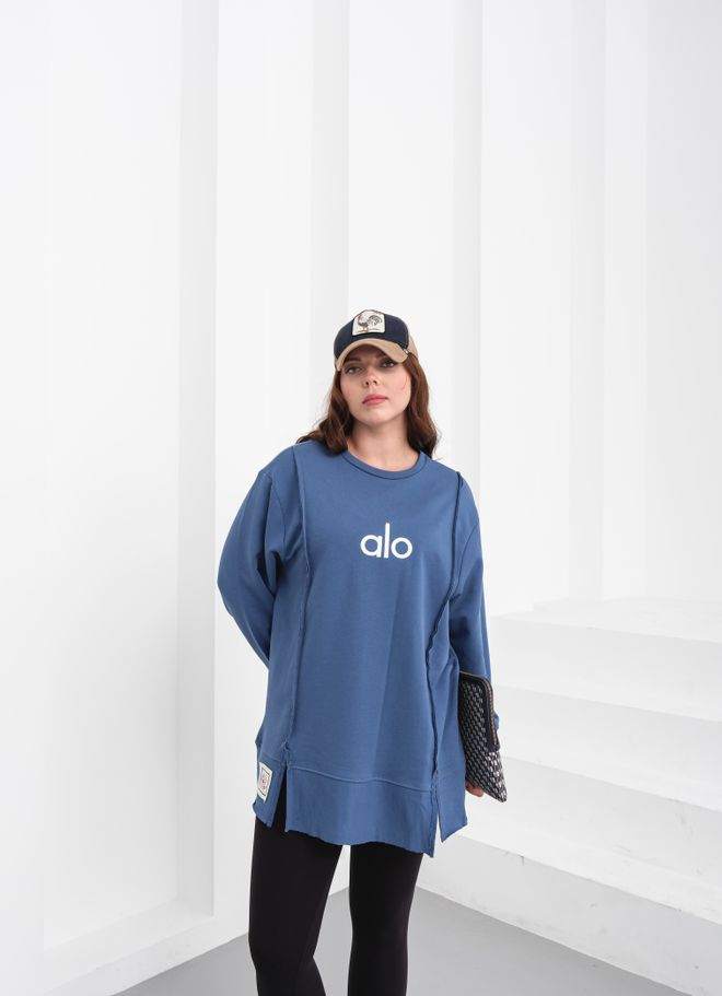 See More Blue Oversized Fit Casual Sweatshirt Wholesale Clothing Lounge