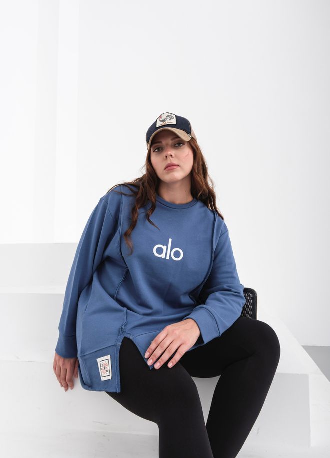 See More Blue Oversized Fit Casual Sweatshirt Wholesale Clothing Plus Size