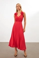 Una modelo de ropa al por mayor lleva str11414-dress-red,  turco al por mayor de 