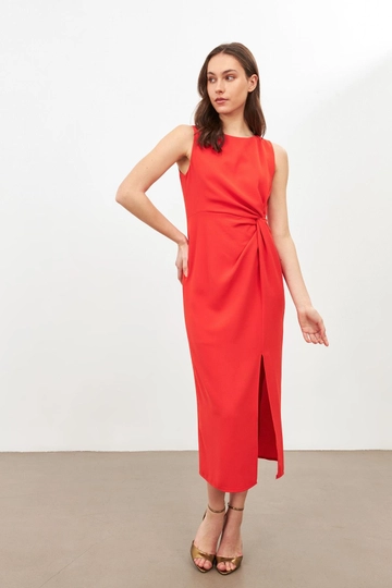 A wholesale clothing model wears  Dress - Lt. Red
, Turkish wholesale Dress of Setre