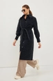 A wholesale clothing model wears 40321-overcoat-black, Turkish wholesale  of 