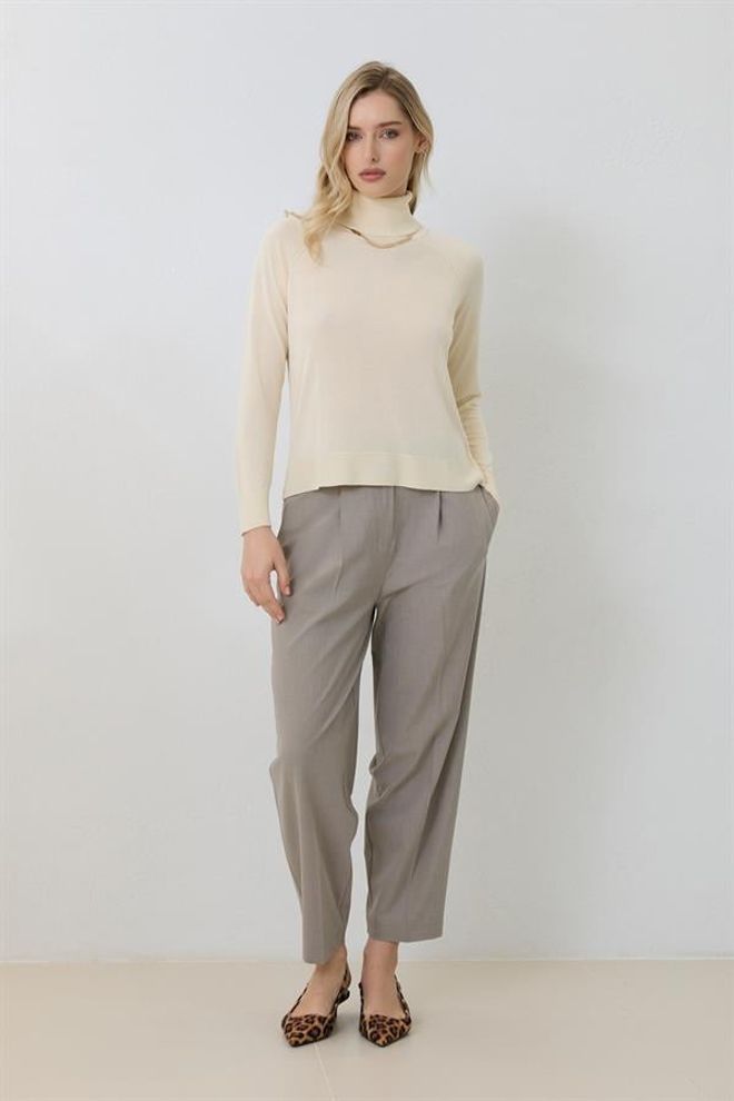 Setre Tricotaj Cu Mânecă Lungă Cu Gât Ecru Îmbrăcăminte cu ridicata Casual