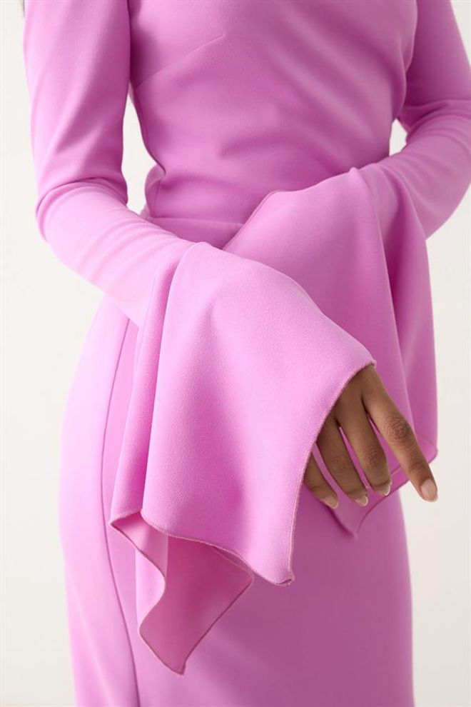 Setre Полноразмерное Мужское Платье Макси С Деталями На Плечах И Рукавах Розовое Оптовая продажа одежды Падают осенью