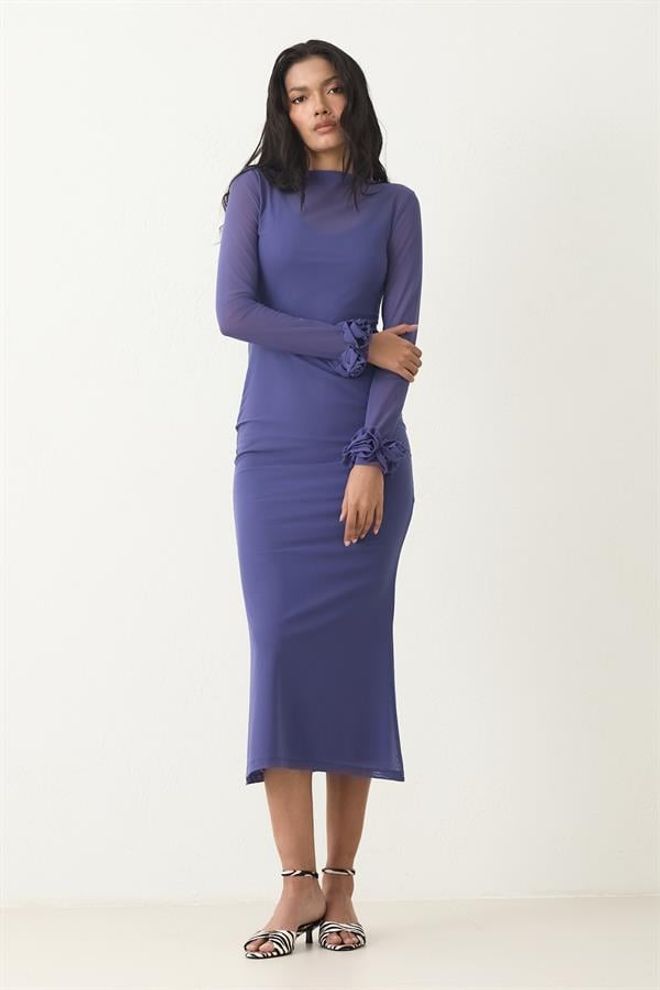 Setre Vestido Midi Transparente Con Detalle De Manga Violeta Ropa al por mayor Elegante