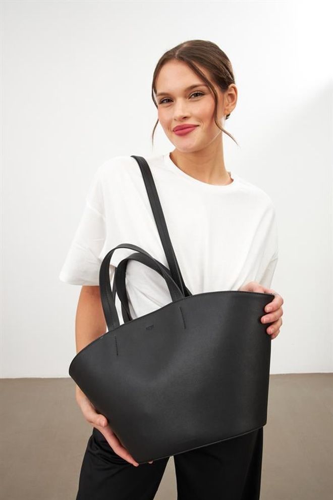 Setre Bolsa Com Alça De Couro Sintético Preta Roupas por atacado 2