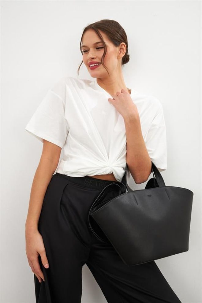 Setre Bolsa Com Alça De Couro Sintético Preta Roupas por atacado 3