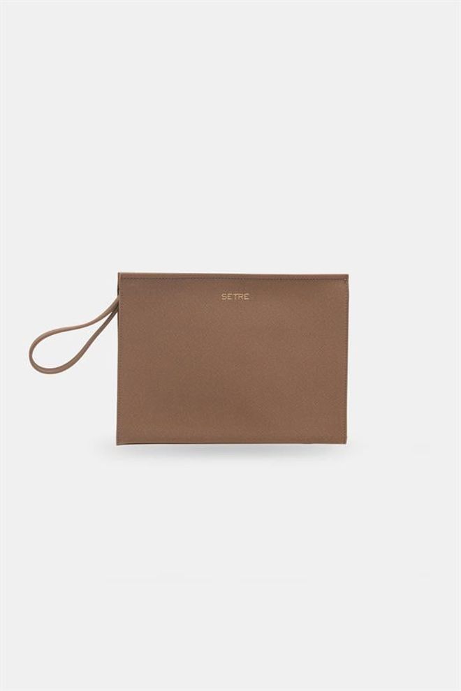 Setre Borsa Portfolio Dettagliata Con Cerniera Beige Scuro Abbigliamento all'ingrosso 0