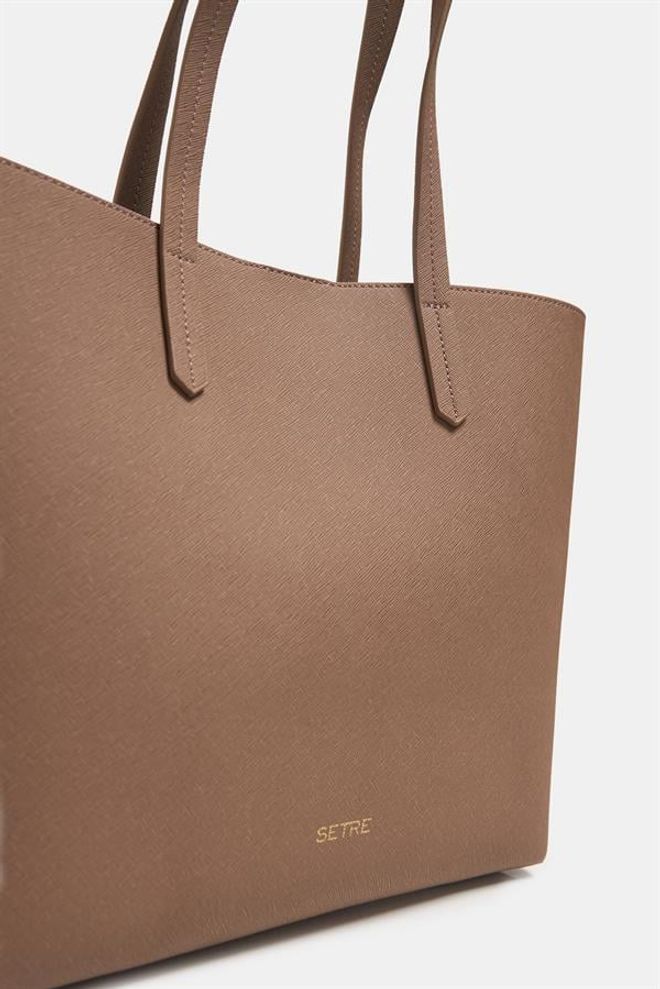 Setre Uzun Askı Detaylı Kol Çantası Koyu Bej Toptan Giyim 2