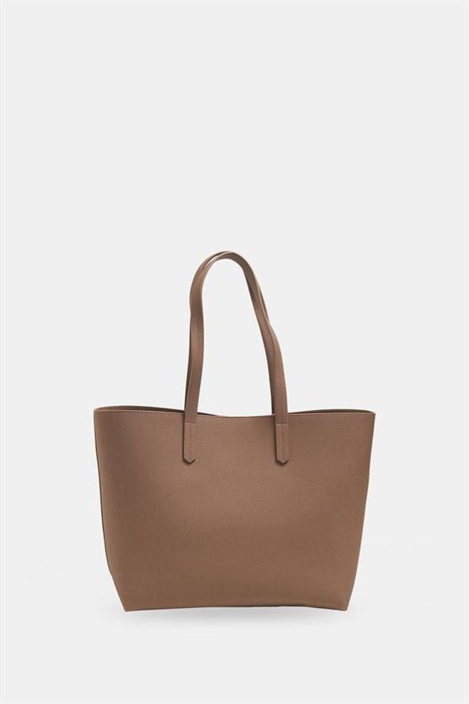 Setre Uzun Askı Detaylı Kol Çantası Koyu Bej Toptan Giyim 3