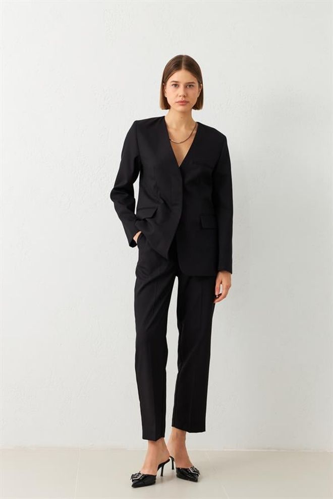 Setre Bunda S Asymetrickým Zapínaním Do Vrecka Čierna Veľkoobchod s oblečením Neformálny