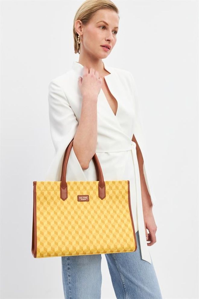 Setre Borsa Con Motivo Geometrico Giallo Abbigliamento all'ingrosso 0