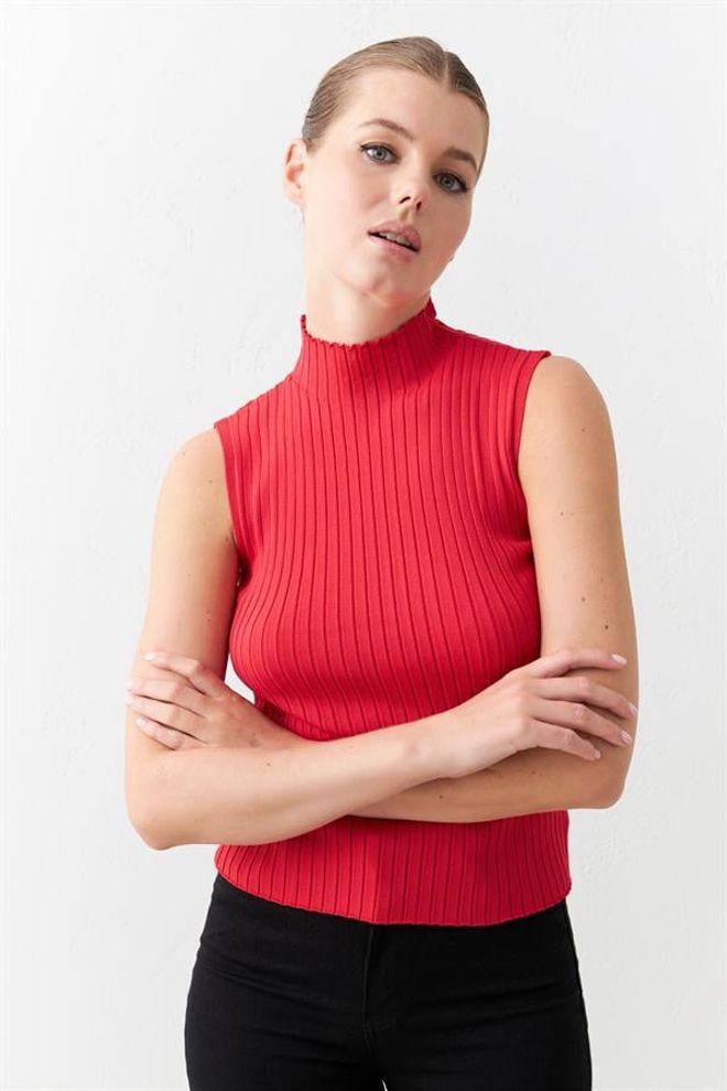 Setre Maglieria Con Maniche A Collo Alto Rossa Abbigliamento all'ingrosso Casuale