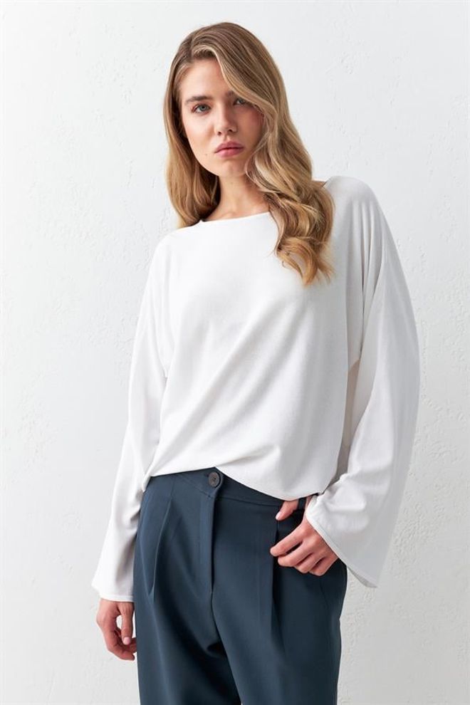 Setre Camicetta Lavorata A Maglia A Maniche Lunghe Dal Taglio Rilassato Con Dettagli Sulla Manica Ecru Abbigliamento all'ingrosso Casuale