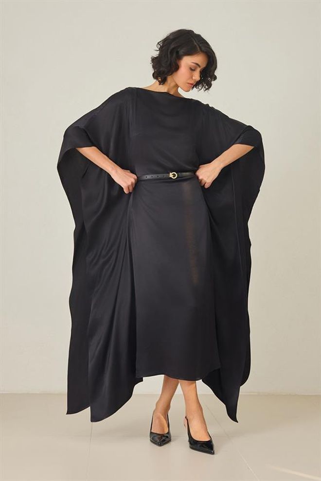 Setre Jurk Met Gedetailleerde Taille En Kraag Zwart Groothandel Kleding 0
