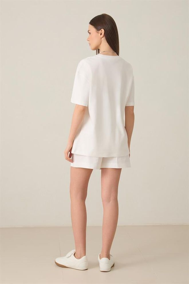 Setre Cotton Crew Neck Basic Short Sleeve T shirt Ecru Wholesale Clothing 4