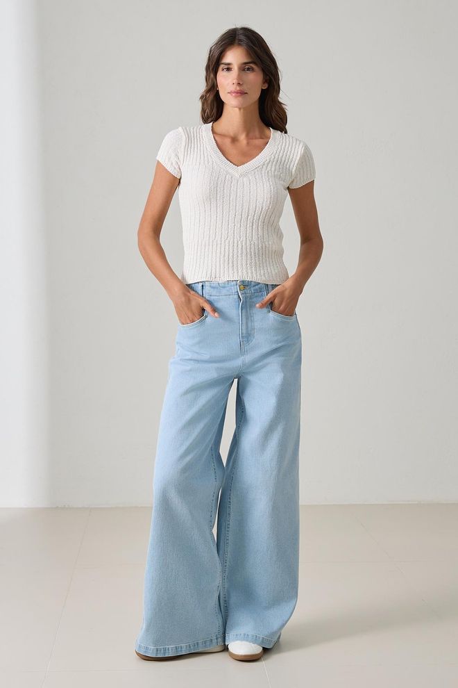 Setre Camicetta Bianca Casual Elegante Con Scollo A V E Manica Ad Aletta Abbigliamento all'ingrosso Casuale