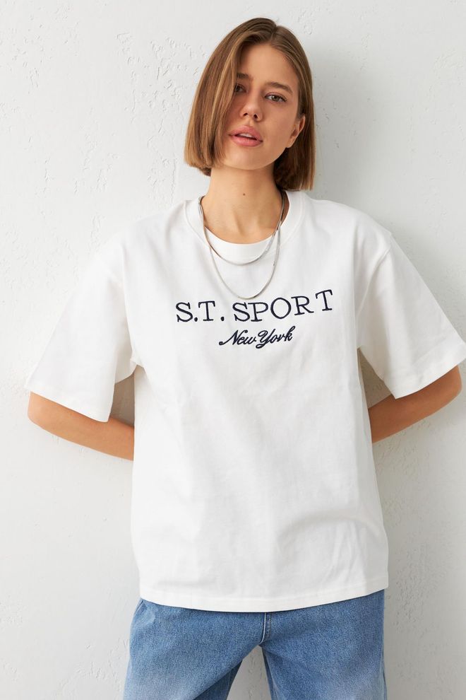 Setre Bianco Vestibilità Oversize Sportivo Casual Maglietta Abbigliamento all'ingrosso Casuale