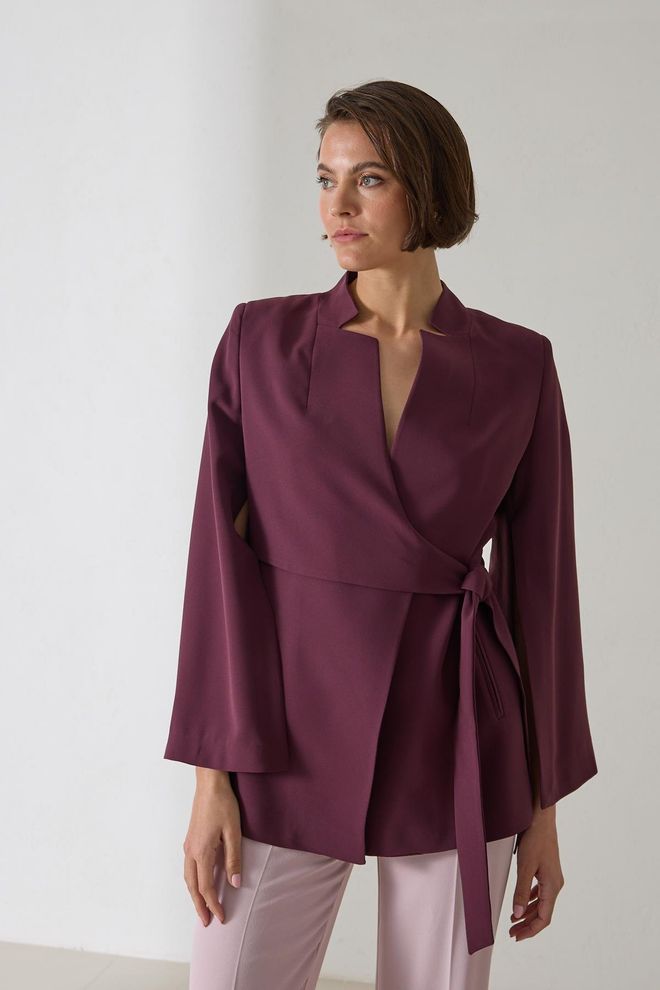 Setre Claret Red Elegant Wrapover Jacket Wholesale Clothing 5