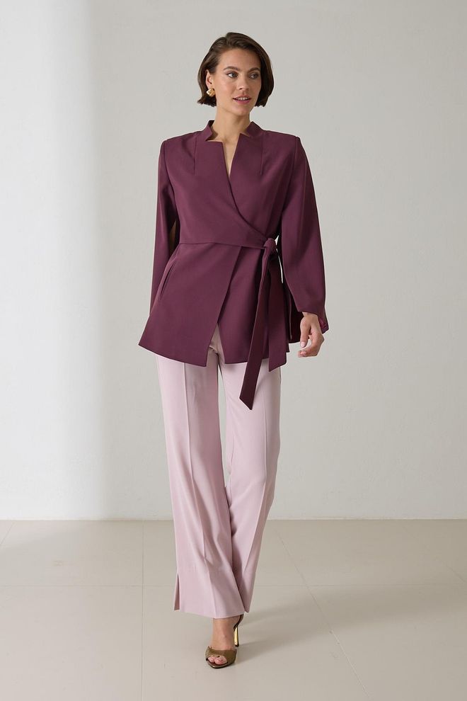 Setre Elegante Wrapover Jas Bordeauxrood Groothandel Kleding Formeel