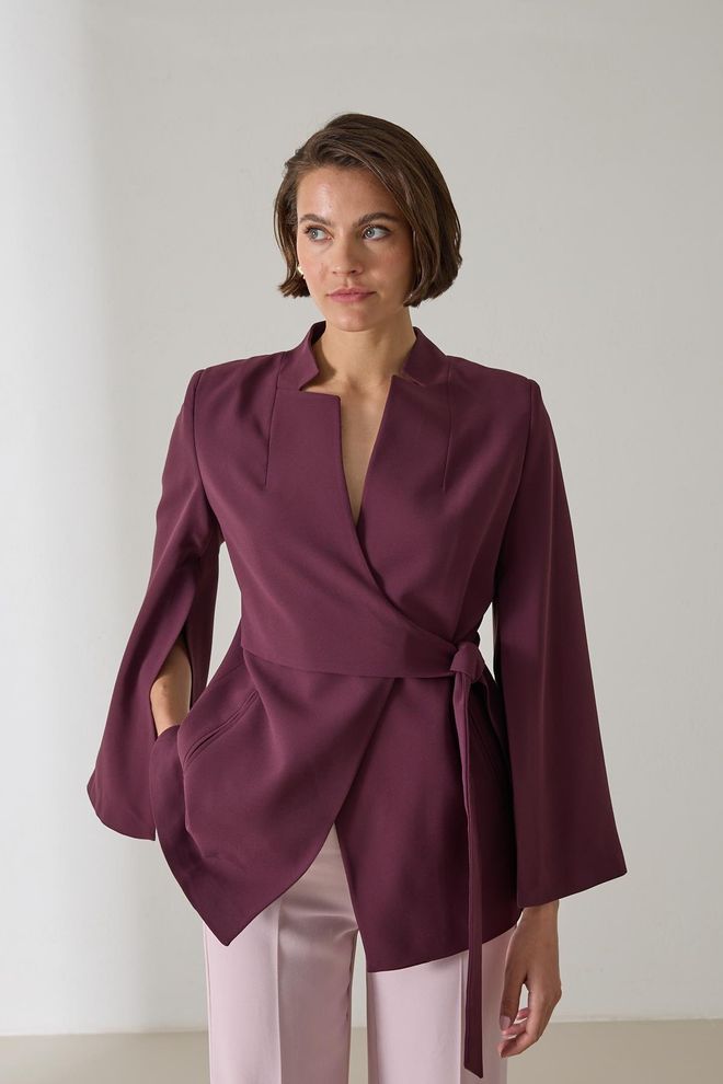 Setre Claret Red Elegant Wrapover Jacket Wholesale Clothing 1