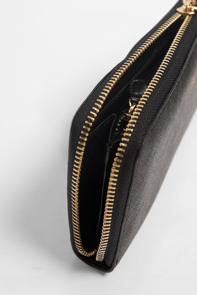 Setre Patterned Zippered Clutch Bag Black Wholesale Clothing 1