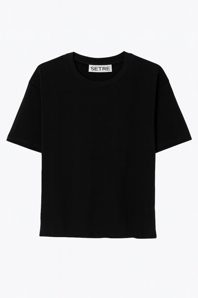 Setre Zwarte Casual Streetwear T Shirt Groothandel Kleding Casual