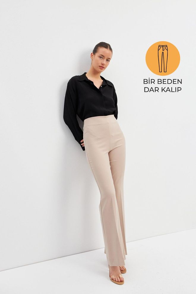 Setre Broek Donkerbeige Groothandel Kleding Elegant
