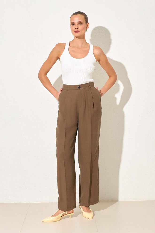 Setre Bruine Elegante Formele Casual Preppy Broek Groothandel Kleding Casual