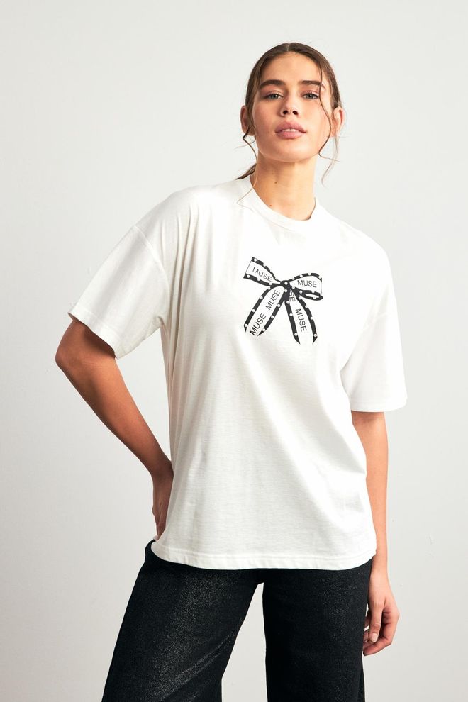 Setre Witte Casual Schattige Letterprint Oversized T Shirt Groothandel Kleding Casual