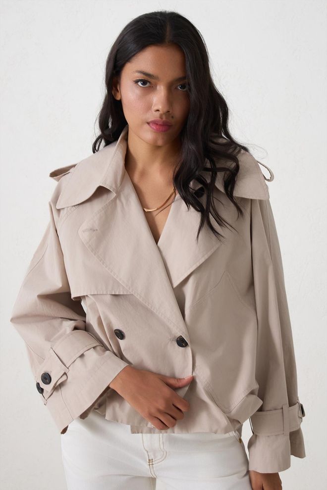 Setre Trench Beige Doppiopetto Con Chiusura A Bottoni Abbigliamento all'ingrosso Casuale