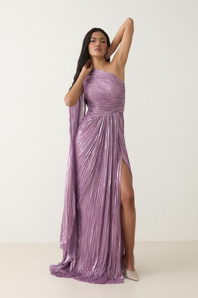 Setre Elegant Purple Dress With One Shoulder Neck Wholesale Clothing 1