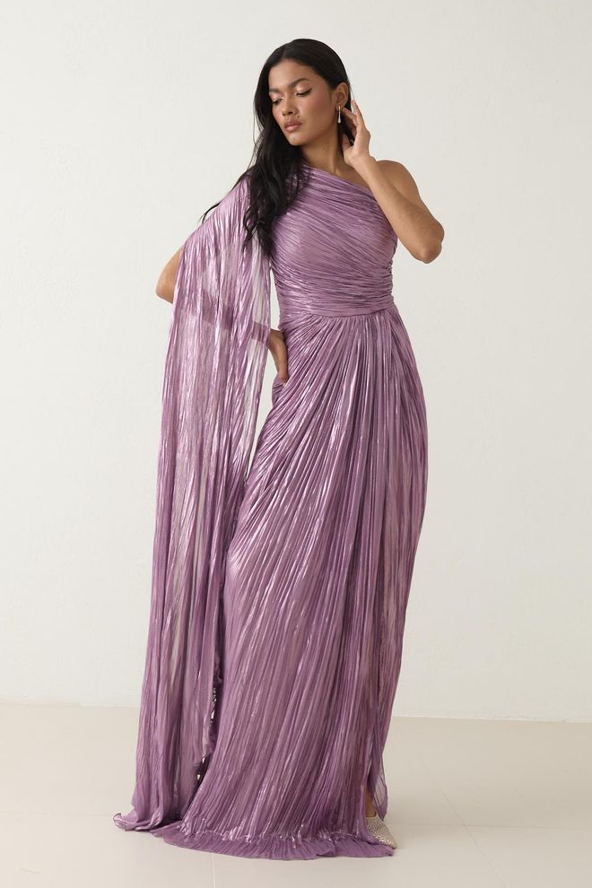 Setre Elegante Vestito Viola Con Collo A Una Spalla Abbigliamento all'ingrosso Formale
