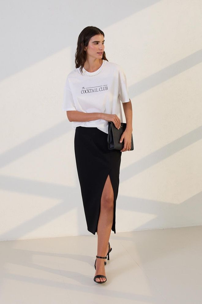 Setre Witte Casual T Shirt Met Letterprint Groothandel Kleding Casual