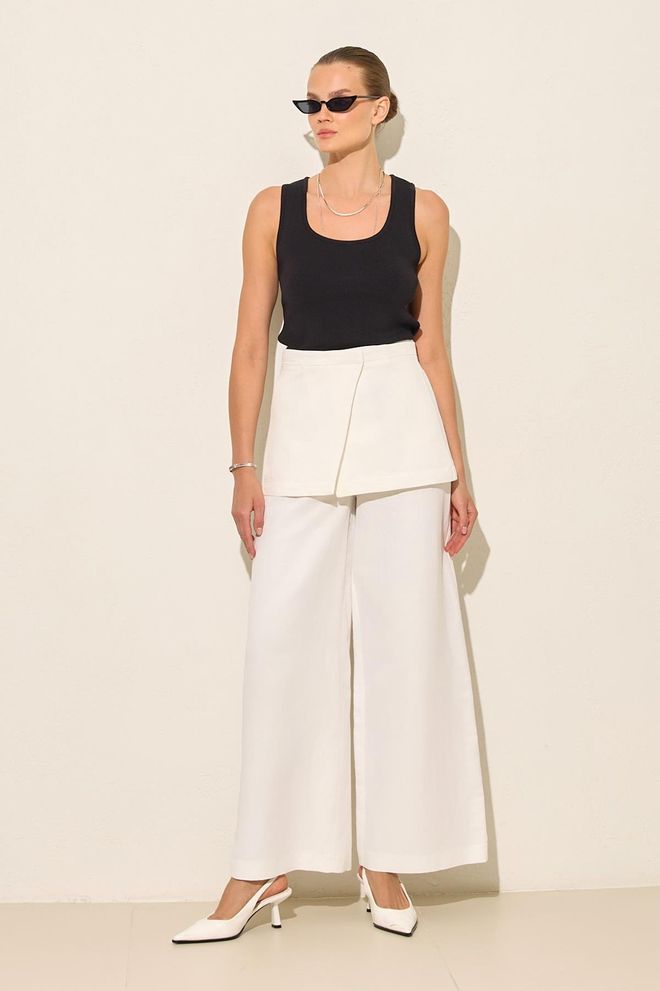 Setre Witte Palazzo Broek Met Hoge Taille En Wijde Pijpen Groothandel Kleding Casual