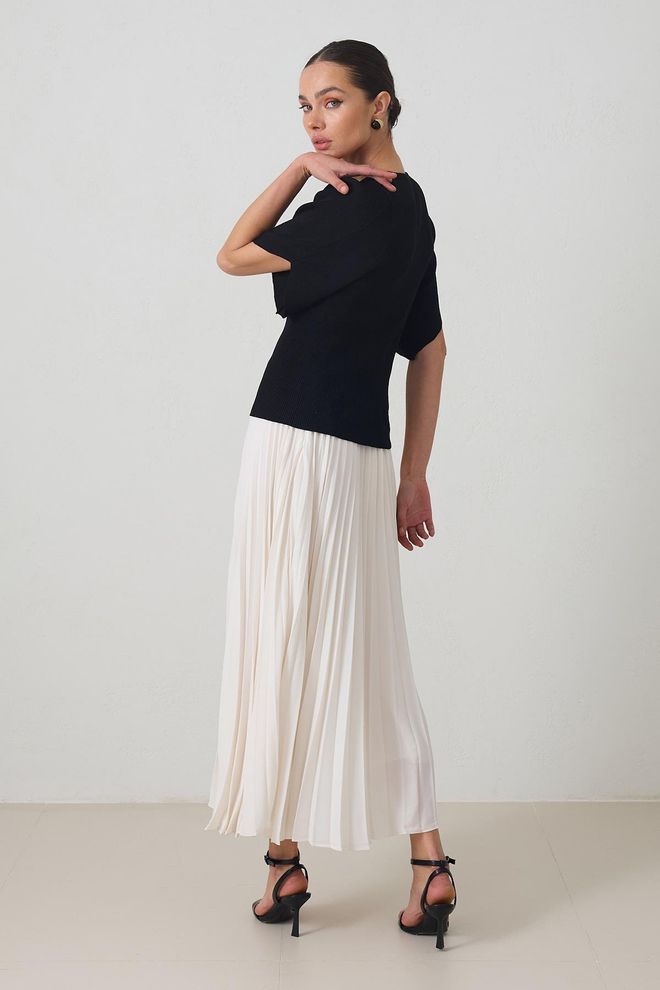 Setre Εκρού Κομψή Πλισέ Μάξι Ψηλόμεση Φούστα Χονδρικό εμπόριο ενδυμάτων Casual