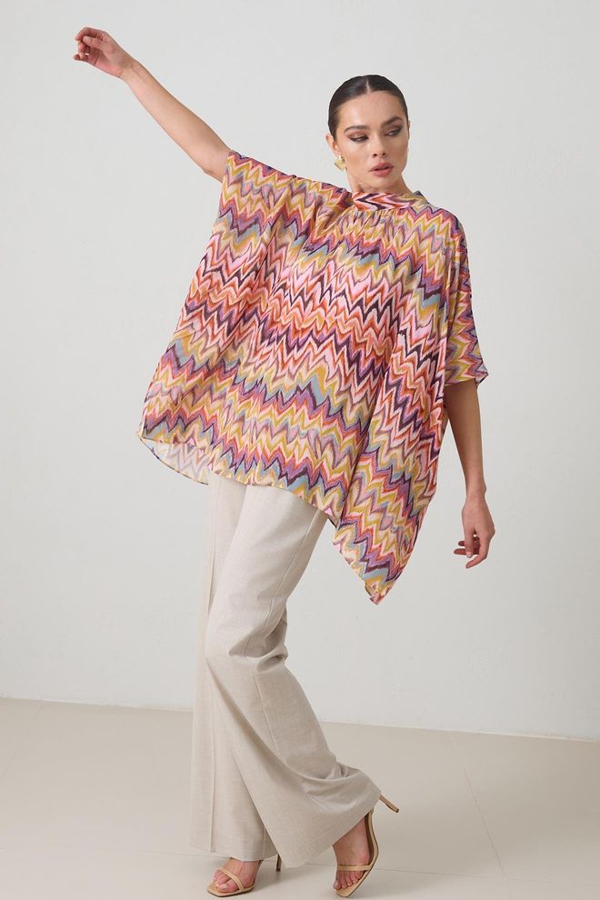 Setre Roze Blouse Met Oversized Pasvorm En Hoge Hals Groothandel Kleding Casual