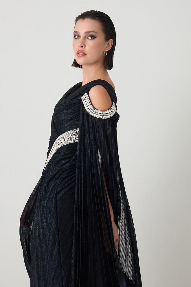 Setre Elegant Black Sheath Dress With V Neck And Long Sleeves Wholesale Clothing Cocktail