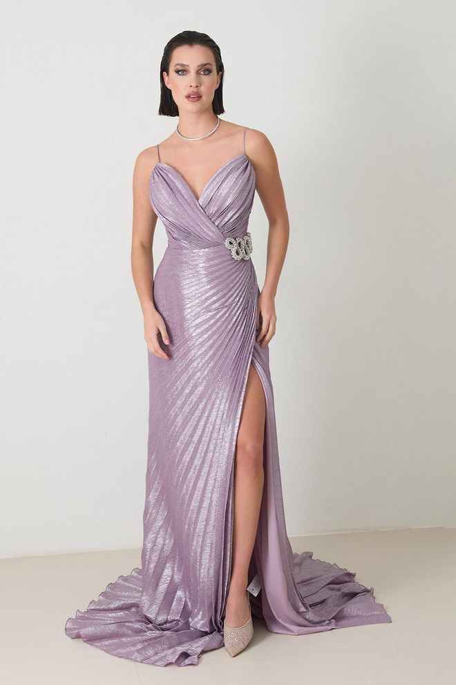 Setre Elegant Purple Sleeveless Slit Dress Wholesale Clothing 1
