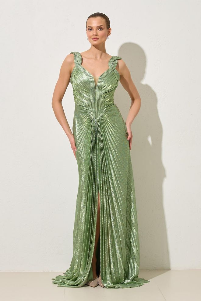 Setre Κομψό Πράσινο Φόρεμα Fit And Flare Χονδρικό εμπόριο ενδυμάτων Επίσημο