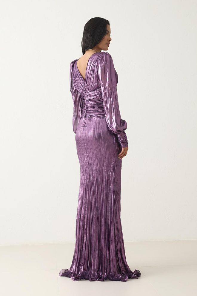 Setre Elegant Purple Dress With Ballon Sleeves And Slit Wholesale Clothing Glam