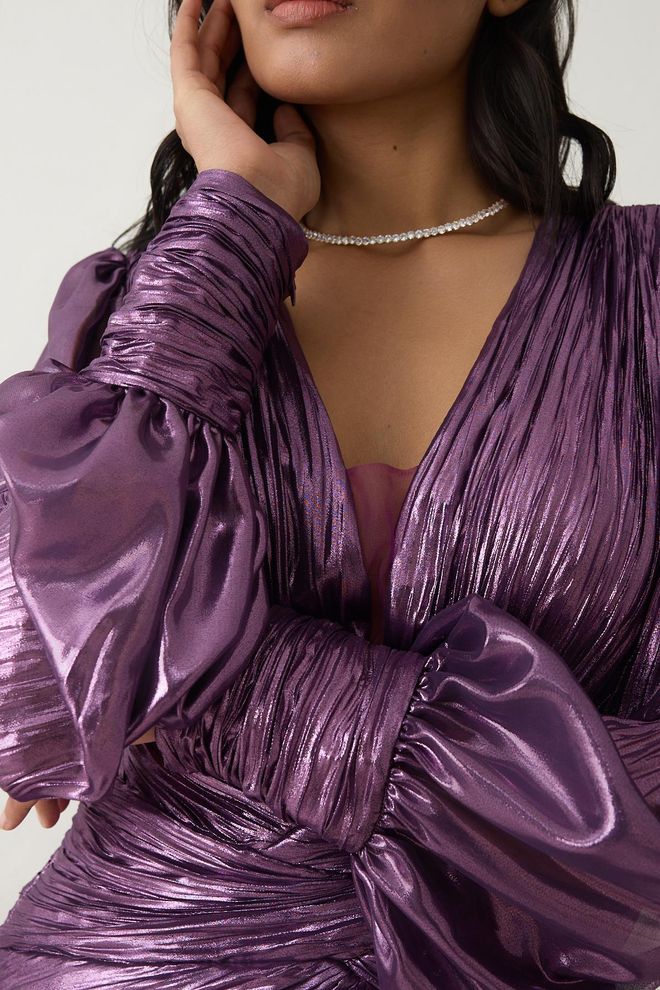 Setre Elegant Purple Dress With Ballon Sleeves And Slit Wholesale Clothing Spring