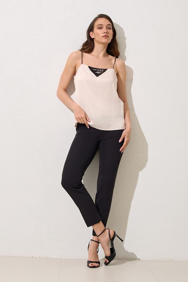 Setre Beige Blouse Met Vierkante Hals En Kapmouwen Groothandel Kleding Casual