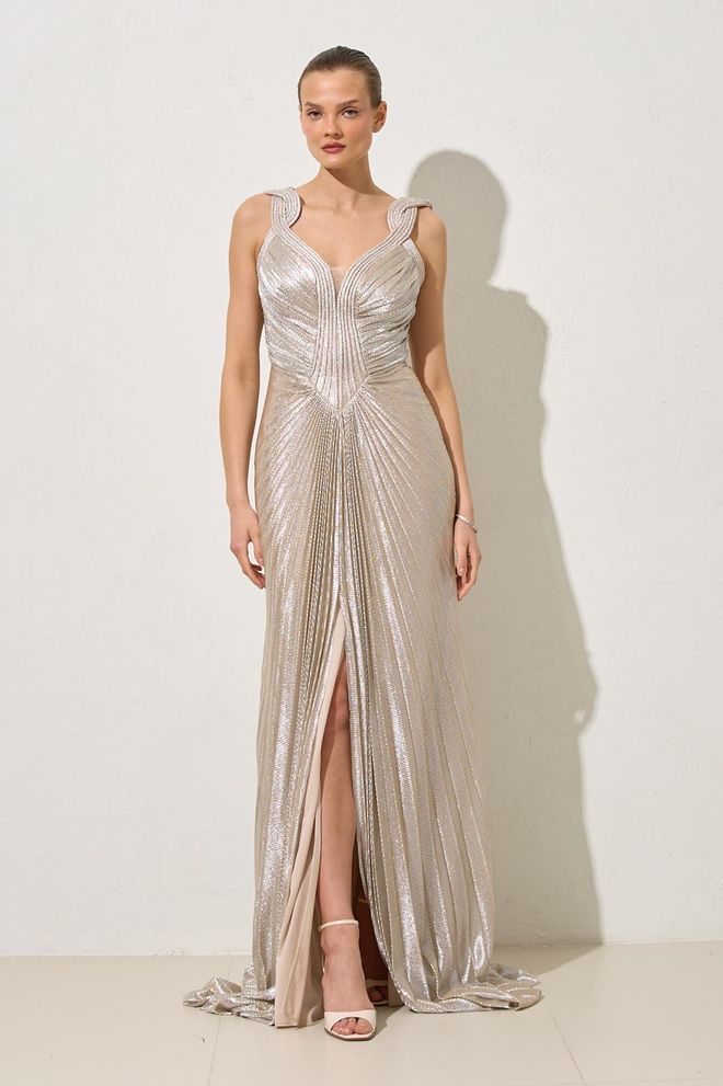 Setre Χρυσό Κομψό Glam Επίσημο Φόρεμα Θήκη Χονδρικό εμπόριο ενδυμάτων Επίσημο