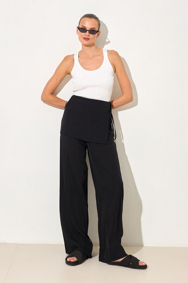 Setre Zwarte Palazzo Broek Met Hoge Taille En Wijde Pijp Groothandel Kleding Casual