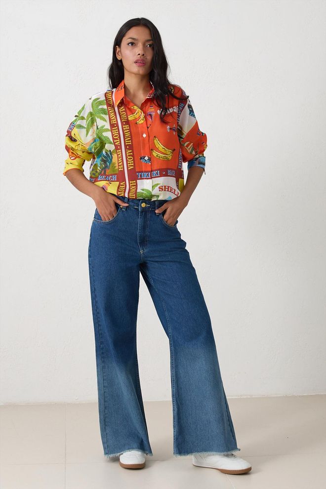 Setre قميص برتقالي غير رسمي ببولو وياقة بزر ملابس بالجملة غير رسمي