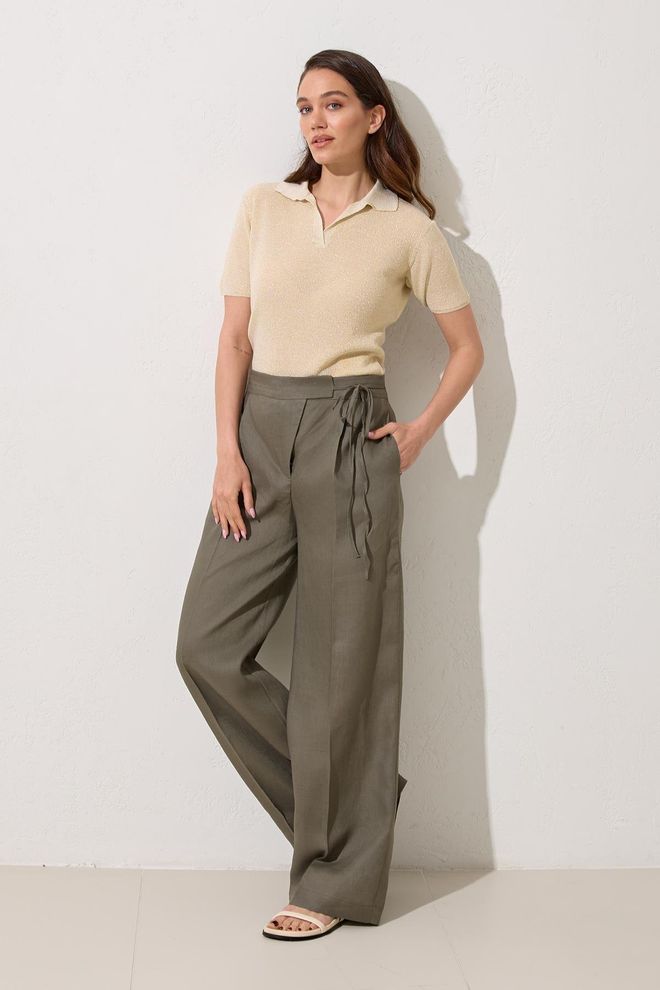 Setre Groene Elegante Casual Palazzo Broek Groothandel Kleding Casual