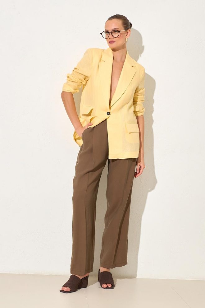 Setre Gele Elegante Eenrijige Blazer Jas Groothandel Kleding Casual