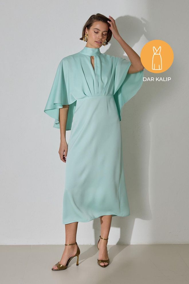 Setre Mėlyna Elegantiška Glam Suknelė Be Rankovių Su „Cargo“ Švarku Didmeninė prekyba drabužiais Apykaklė su įkirpimu